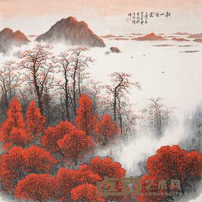 卢星堂 2005年作 秋山白云 镜心 70×69.5cm